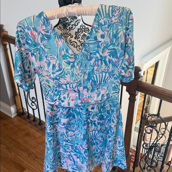 Colorful Floral V-Neck Dress - Picture 3 of 3